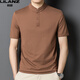 Lilang kurzärmeligte T-Shirt Herren Sommer Mulberry Seiden Chinesische Stand-up-Halsharmis
