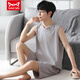 Catman (Miiow) Vest Pyjamas Herrenmodal Frühlings- und Sommer-Rund-Hals-Shorts Home-Kleidung lose und vergrößerte 12027 [Herrenanzug] l [vorgeschlagen 100-140jin [Jin entspricht 0,5 kg]]