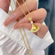 Shi En Little Skirt Gold Necklace 999 Pure Gold Fan Pendant 5G Gold Inlaid Chain Set Chinese Valentine's Day Gift for Girlfriend Little Skirt Necklace Approximately 5.0-5.2g Comes with Quality Inspection