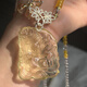 
Allied high-quality natural citrine nine-tailed fox general looking at the moon fox pendant sweater chain set women's gift collection 12604 hand-engraved