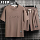 
JEEP SPIRIT casual sports suit men's summer ice silk t-shirt thin shorts large size short sleeves handsome paired with two-piece set set-TZ829 gray [top + pants] M Recommended 90-110Jin [Jin equals 0.5 kg]