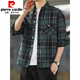 Pierre Cardin American Retro Plaid Langarmes Hemd für Männer und Frauen Frühling und Herbst 2025 Neues lose koreanische Arbeitshemd Jacke Trend K12301 Black + K12108 White M