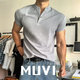 Muwei American high street heavyweight men's t-shirt summer new retro right shoulder polo short-sleeved shirt Henry collar fitness top black 90% of buyers choose 2XL recommended 140-160Jin Jin equals 0.5 kg