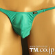 New men's sexy big bag thong boys' silky thin strap fashionable underwear thong green S