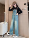 Jiaojing children's clothing girls denim overalls girls sports and casual long trousers spring and autumn clothes Korean loose trend retro overalls 120 size recommended height 105-115CM