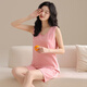 Haoye Haoye Kleidungsstil Summer Breast Pad Frauenpyjamas enge Baumwoll -Hosenträger Weste Shorts süßer Hauskleidung kann außerhalb von W6169 (mit Brustpolster) M getragen werden