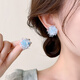 Yican Clear Blue Flower Earrings for Women Unique Niche Design High-end Earrings 2025 New Hot Style Earrings Clear Blue Flower Earrings for Women