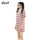 DZZIT Dicesu sweater 2025 summer new color strip jacquard texture lapel top for women 3J2E6212P color S