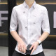7-Viertel-Ärmel-Hemd Herren-Eis Silk kurzärmelig Schlanker Fit Trendy Smooth Shirt ohne bügeln Casual Tip Kragen 684 Black M 80-105jin [Jin ist gleich 0,5 kg]