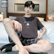 妤印睡衣男夏季棉质薄款短袖短裤可外穿休闲男士加大码凉感家居服套装 9928# L 【建议100-120斤】