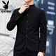 Playboy haut de gamme Zhongshan Suit Young Men New Chinese Style Men Republic of China Stand Collar Suit Veste Men's Suit Marge Taille Tendance Zhongshan Suit Black Shirt 3xl 170-190Jin [Jin est égal à 0,5 kg]