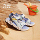 ANTA Children's Sandals Men's Big Children's Shoes 2025 Summer New Velcro Outdoor Open-Toe Soft Elastic Beach Shoes Light Steel Blue/Dust Curtain Blue-2 39