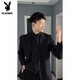 
Playboy men's black shoulder pad suit jacket men's spring and autumn style handsome outfit casual suit youth jacket black [shoulder pad] XL