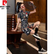 Pierre Cardin chinois Trend Cheongsam Young 202025 Nouvelle fille d'été améliorée Retro Chinese Style Small Summer Bourgogne 983 XL Recommandé 110-120Jin [Jin est égal à 0,5 kg]