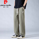 Pierre cardin ice silk casual pants men's summer thin loose straight-leg handsome nine-point pants for boys trendy draped sports long pants K6630 khaki M about 90-110 Jin [Jin equals 0.5 kg] can be worn