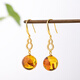 Fat Donglai quality amber earrings, raw amber, round beads, earrings, ear hooks, classic style, S925 silver gold-plated inlaid, the internal patterns of amber are ever-changing, the following pictures