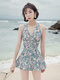 Swimming suits for women soaking in hot springs to conservatively cover their belly and make them look slim. Sexy one-piece swimsuit three-piece set 12122 blue L single size M three-piece set (80-95 Jin [Jin equals 0.5 kg])