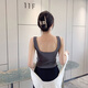 
New summer simple hot girl versatile wide shoulder girl pure cotton vest comfortable slim and breathable women's cotton underwear Green L (105-125Jin[Jin equals 0.5 kg])