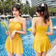 Qingchiying (QINGCHIYING) swimsuit women one-piece, cover the belly and make you look slim and conservative 2025 new Korean ins style hot spring sexy fairy swimsuit pink 12041 2XL