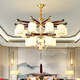 2025 neuer Stil neuer Stil Abwärts alle Kupfer Neuen chinesischen Stil Wohnzimmer Kronleuchter chinesischer Stil High-End-Atmosphäre Villa Restaurant Tea Room 9889-All Copper 6 Kopf Volles Spektrum Drei-Farben-LED-Licht