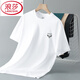 Langsha Basic Pure Cotton T-Shirt Herren kurzärmelige Sommerrunde Hals Weißer Top American Lose modische halbärmelige Basishemd 25c967 Schwarz (geeignet für 80-100 Jin [Jin ist gleich 0,5 kg])