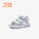 ANTA Children's Sandals Girls' Shoes Kids 2026 Summer New Arrival Velcro Outdoor Arch Open Toe Beach Shoes Anti-Slip ANTA White/Fresh Purple-1 32