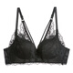 Cat man front button underwear women's small breasts gathered with steel ringless bra 2025 new summer thin sexy back bra black single piece 70A 32