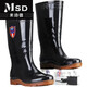 Jiaojingjia fat and extra large size men's rain boots water shoes special medium tube high tube larger widened rain boots anti-slip waterproof shoes construction site resistant 838 high tube extra large size [no cotton] standard size 48