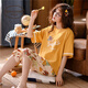 Sondr kurzärmeligte Pyjamas für Frauen im Sommer 2025 Neue Cropped Hosen für Frauen Sommer Largesize Home Clothing Set Frühling und Herbststil 9207 L Punkt: Code (Empfohlen 1C