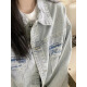 Xcfreht [3145 personnes louées] Veste de jean de vieille printemps et d'automne pour les femmes Vêtements de denim de style polyvalent INS Clip à tendance 9926 # Blue S [Suggestion 80--100jin [Jin est égal à 0,5 kg]]]