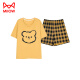 Catman (Miiow) El juego de pijama de manga corta para mujeres de verano viene con ropa para almohadillas integradas para la almohadilla integrada de gran tamaño, algodón puro de verano, se puede usar fuera de GXT1047 m (recomendado 75-95 Jin [Jin iguala 0.5 kg])