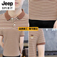 JEEP SPIRIT brand ice silk short-sleeved T-shirt men's summer 2025 new collared striped Polo shirt T-shirt men's casual clothes Y6626 gray 2XL 180