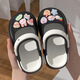 Chaussures de trous pour filles ABC pour porter des sandales pour bébés pour l'extérieur, sandales pour enfants non glissantes intérieures, dessin animé chaussures de plage mignonnes, lapin en cristal / jaune rose 17
