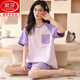 浪莎冰丝睡衣女夏季短袖2025年新款韩版可爱夏天薄款可外穿家居服套装 6630# XL 【推荐110-125斤】