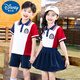 迪士尼小学生校服夏装短袖毕业运动服儿童班服套装学院风幼儿园夏季园服 6623男生红色袜子+徽章 100 CM