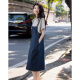 
Demana [Fake two pieces to play with layering] Summer round neck pure cotton short-sleeved knitted denim women's dress