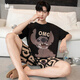 
Yougang pajamas for men in summer short-sleeved pure cotton thin style for teenagers in summer can wear outside and add fat to increase the size of men's home clothes. 1517 L (170cm recommended weight 110-135)