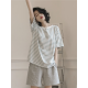 XPAY Japaner 2025 Neuer heißer Pyjamas für Frauen im Sommer Pure Cotton Kurzärärmelte zweiteiliger Sommer gestreiftes Heimkleidung YZT9854 M Frauenmodell empfohlen 80-100Jin [Jin ist 0,5 kg]