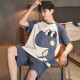 Arctic Velvet Summer Pyjamas pour hommes Coton à manches courtes coton mince et taille jeunesse des étudiants de collège pour collège de ventre de natation