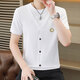 Woodpecker (TUCANO) design short-sleeved T-shirt men's 2025 summer new light luxury cotton base shirt fake two-piece round neck top 6626 white 2XL 135-150Jin [Jin equals 0.5 kg]