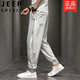 吉普（JEEP）春秋款男裤子亚麻休闲长裤胖子大码宽松束脚裤男棉麻灯笼哈伦裤潮 652黑色 M 90-110斤