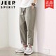 
Jeep (JEEP) pants for men's pure cotton casual pants loose men's straight men's pants for summer thin work clothes versatile work pants nine-point cement gray #9904 L