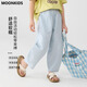 Moonkids Girls 'Hosen Sommer 2025 Neue Kinder für reine Baumwoll-Kühlhöfe mit Weitbein-Hose für Mädchen Sommer dünne Mückenmeisterhosen zweiteiliger Hose [15273 Blau +15251 Lila] 120 cm