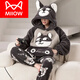 Catman (MiiOW) coral velvet pajamas for men autumn and winter style plus velvet thickened teenagers big children large size winter home clothing set XQ 9921 Roaring Bear XL Yes x men's style (suitable for height of about 175cm