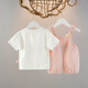 G.Duckkids kleine gelbe Ente Kinderkleidung Mädchenanzug Summer Baby Kleidung reine Baumwolldünne Kinder kurzärmelige T-Shirt Overguts Sommeranzug Pink L Zwei-teilige Set 80 Größe Empfohlen 9-12 Monate cm