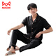 Catman (MiiOW) Fatty Men's Pajamas Short Sleeve Summer 330 Jin [Jin equals 0.5 kg] Add fat and loose size 300 Jin [Jin equals 0.5 kg] Cotton home clothing men HDE12004 black 6XL