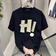 
ROMON men's American fashion handsome ice silk short-sleeved T-shirt men's trendy brand design summer printed round neck half-sleeved top 1506-1-TM6771 black S recommended 90-100Jin [Jin equals 0.5 kg]