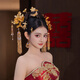 Iosn bride Chinese style Xiuhe dress golden headdress flower tassel hairpin classical dragonfly new dragon and phoenix gown wedding hair accessories headdress set G0196