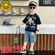 
G.DUCKKIDS Little Yellow Duck Children's Short Sleeve Set 2025 Summer Medium and Large Children's Clothing Street Boy Ultraman Two-Piece Set 1283 Set-White 130
