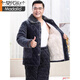 Modal pajamas men in winter, warm three-layer cotton thickened cold and velvet, dad can wear cotton jacket suit on the outside 683 gray 2XL 150-170Jin [Jin equals 0.5 kg]